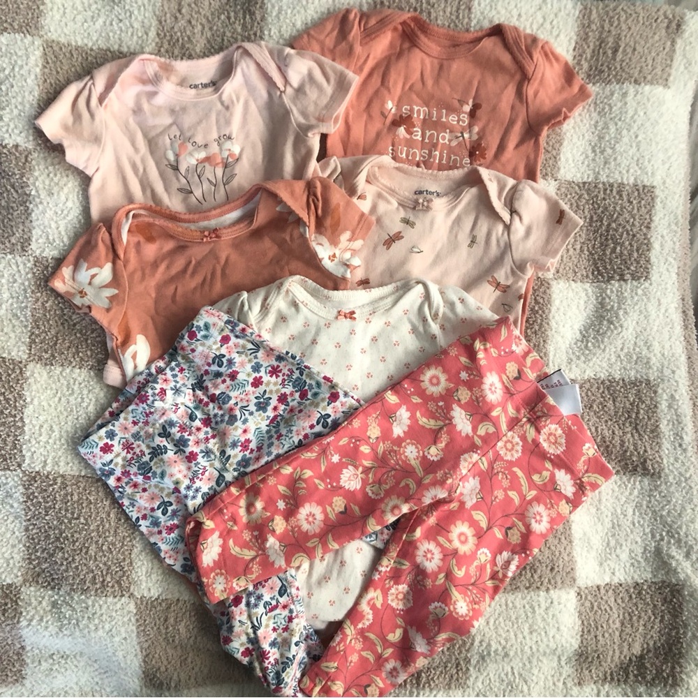 Carter's Baby Girl Floral Bodysuits and Pants Bundle